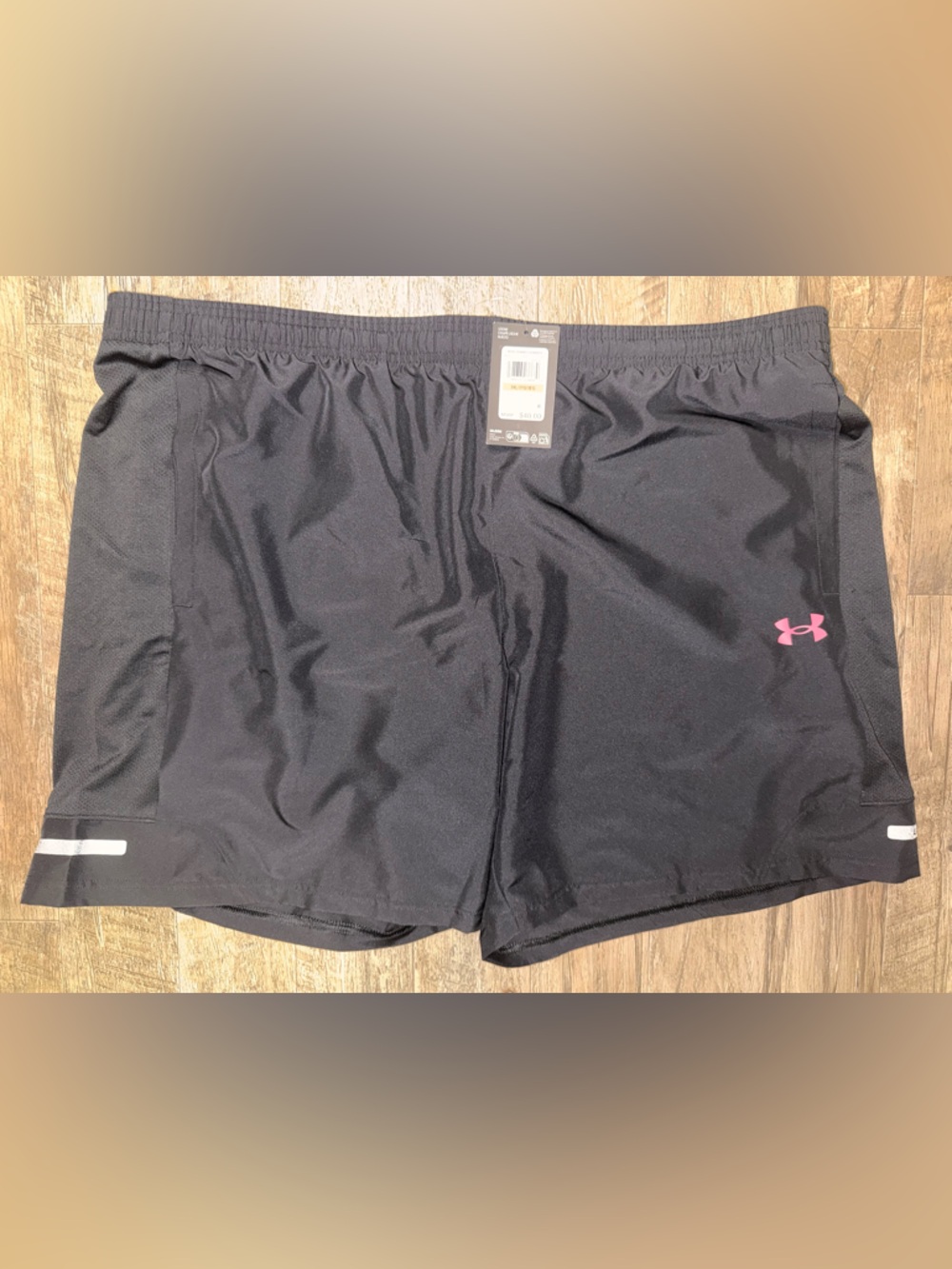 Under Armour Men’s Black Athletic Shorts with Pink Logo
